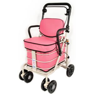 Prestige Walking Mobility Trolley With Seat, Backrest And Armrests - Pink Prestige Walking Mobility Trolley With Seat, Backrest And Armrests - Pink
