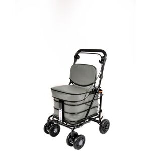 Prestige Shopping / Walking Trolley With Backrest & Seat - (Grey) Black Edition Prestige Shopping / Walking Trolley With Backrest & Seat - (Grey) Black Edition