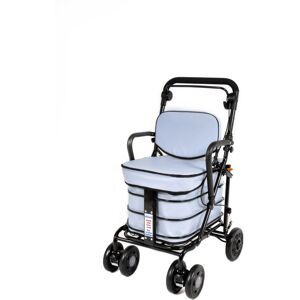 Prestige Shopping Trolley With Seat, Backrest And Armrests - Sky Blue (Black Frame) Prestige Shopping Trolley With Seat, Backrest And Armrests - Sky Blue (Black Frame)