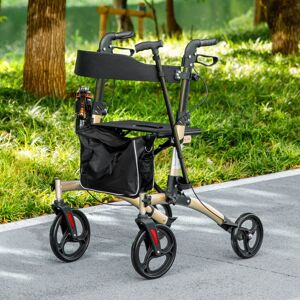 Homcom Folding Rollator W/ Adjustable Handle 4 Wheeled Mobility Walker W/ Seat And Bag Homcom Folding Rollator W/ Adjustable Handle 4 Wheeled Mobility Walker W/ Seat And Bag