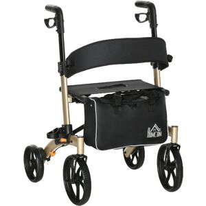 Homcom Folding Rollator, 4 Wheeled Aluminum Mobility Walker With Seat And Bag Homcom Folding Rollator, 4 Wheeled Aluminum Mobility Walker With Seat And Bag