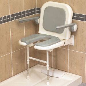 Akw 4000 Series Standard Fold Up Horseshoe Padded Shower Seat With Grey Arms Akw 4000 Series Standard Fold Up Horseshoe Padded Shower Seat With Grey Arms