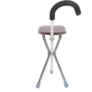 Folding Cane Stool Portable Walking Stick Chair Elderly Crutch Stool (Brown ) ↑ Folding Cane Stool Portable Walking Stick Chair Elderly Crutch Stool (Brown ) ↑