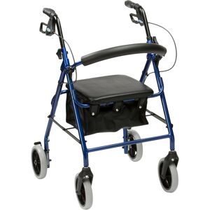 Drive Devilbiss R6 Blue Aluminium Rollator With Padded Seat And Vinyl Underseat Drive Devilbiss R6 Blue Aluminium Rollator With Padded Seat And Vinyl Underseat