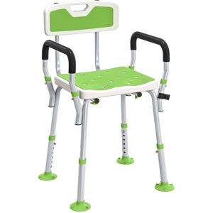 Homcom Padded Shower Stool With Arms And Back, 4 Suction Foot Pads, Green Homcom Padded Shower Stool With Arms And Back, 4 Suction Foot Pads, Green