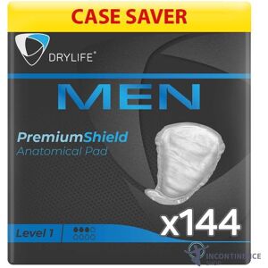 12x Drylife Men Premium Shield Incontinence Pads - Level 1 - Pack Of 12- 385ml 12x Drylife Men Premium Shield Incontinence Pads - Level 1 - Pack Of 12- 385ml