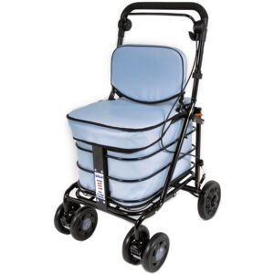 Prestige Shopping Trolley With Backrest & Seat - (Light Blue) Black Edition Prestige Shopping Trolley With Backrest & Seat - (Light Blue) Black Edition