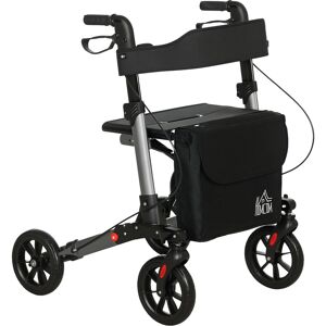 Homcom 4 Wheel Rollator Walker, Adjustable Mobility Walker With Bag, Silver Homcom 4 Wheel Rollator Walker, Adjustable Mobility Walker With Bag, Silver