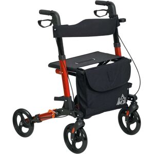Homcom 4 Wheel Rollator Walker, Adjustable Mobility Walker With Bag, Red Homcom 4 Wheel Rollator Walker, Adjustable Mobility Walker With Bag, Red