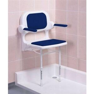 Akw 2000 Series Fold Up Shower Seat With Back & Arms Blue Akw 2000 Series Fold Up Shower Seat With Back & Arms Blue