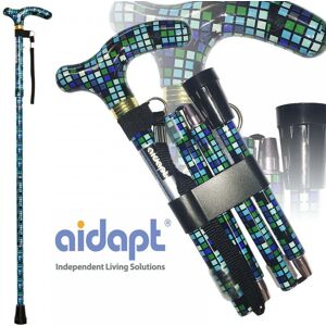 Aidapt Folding & Extendable Patterned Walking Stick - Sea Colour Tile - *quality* Blue Aidapt Folding & Extendable Patterned Walking Stick - Sea Colour Tile - *quality* Blue
