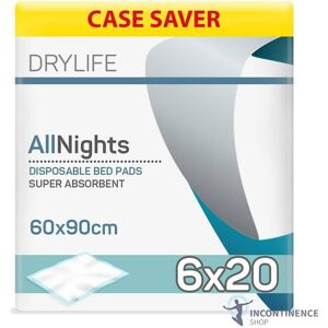Drylife Disposable Incontinence Bed Pads (60cm X 90cm) - Pack Of 120 - 1200ml Drylife Disposable Incontinence Bed Pads (60cm X 90cm) - Pack Of 120 - 1200ml