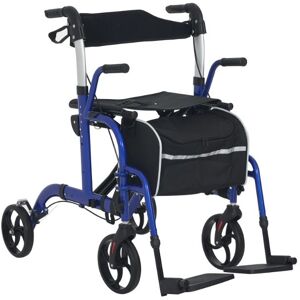 Homcom 2 In 1 Wheelchair & Folding Rollator Walker Combo Pearl Adjustable Height Blue Homcom 2 In 1 Wheelchair & Folding Rollator Walker Combo Pearl Adjustable Height Blue