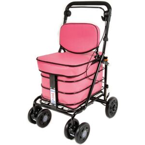 Prestige Shopping/ Walking Trolley With Backrest & Seat - (Pink) Black Edition Prestige Shopping/ Walking Trolley With Backrest & Seat - (Pink) Black Edition