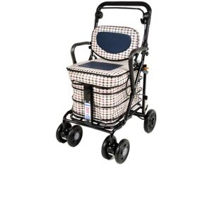 Prestige Shopping Trolley With Seat, Backrest And Armrests - Light Tartan (Black Frame) Prestige Shopping Trolley With Seat, Backrest And Armrests - Light Tartan (Black Frame)