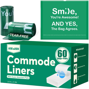 Does Not Apply Commode Liners With Absorbent Pads, 60pack Tear-Free Leak-Proof Bedside Commode Does Not Apply Commode Liners With Absorbent Pads, 60pack Tear-Free Leak-Proof Bedside Commode