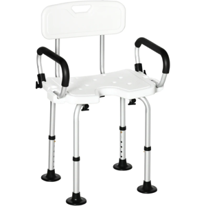 Homcom Shower Chair With Back And Arms Adjustable Shower Stool For Senior Disabled Homcom Shower Chair With Back And Arms Adjustable Shower Stool For Senior Disabled
