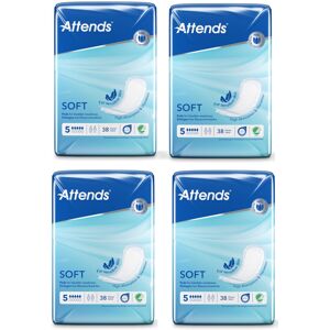 Attends - Soft 5 Super Pads - Case Saver 4 Packs Of 38 Incontinence Pads Attends - Soft 5 Super Pads - Case Saver 4 Packs Of 38 Incontinence Pads