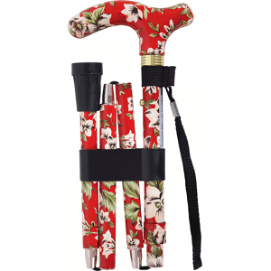 Aidapt Folding & Extendable Patterned Walking Stick - Floral Rouge - *quality* Aidapt Folding & Extendable Patterned Walking Stick - Floral Rouge - *quality*