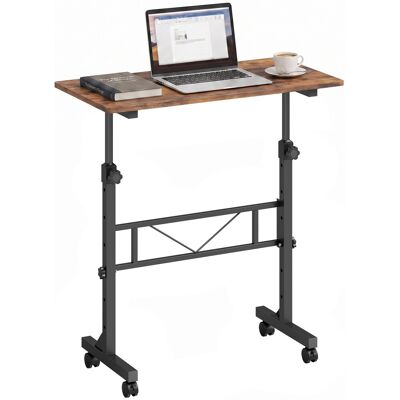 Homcom Overbed Table Adjustable Height With Steel Frame Rustic Brown Homcom Overbed Table Adjustable Height With Steel Frame Rustic Brown
