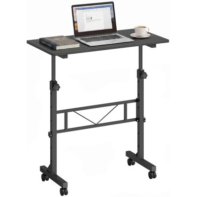 Homcom Overbed Table Adjustable Height With Steel Frame Black Homcom Overbed Table Adjustable Height With Steel Frame Black