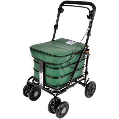 Prestige Seated Walking Shopping Trolley- Forest Green (Assembled) Black Frame Prestige Seated Walking Shopping Trolley- Forest Green (Assembled) Black Frame