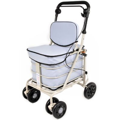 Prestige Walking / Shopping / Mobility Trolley With Backrest & Seat - Sky Blue Prestige Walking / Shopping / Mobility Trolley With Backrest & Seat - Sky Blue