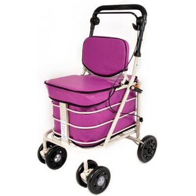 Prestige Walking / Shopping / Mobility Trolley With Backrest & Seat - Purple Prestige Walking / Shopping / Mobility Trolley With Backrest & Seat - Purple