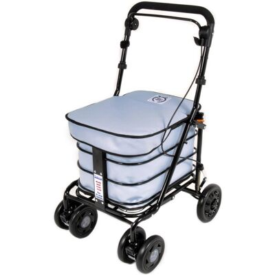 Prestige Seated Walking Shopping Trolley- Sky Blue (Assembled) Black Frame Prestige Seated Walking Shopping Trolley- Sky Blue (Assembled) Black Frame