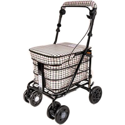 Prestige Seated Walking Shopping Trolley- Light Check (Assembled) Black Frame Prestige Seated Walking Shopping Trolley- Light Check (Assembled) Black Frame