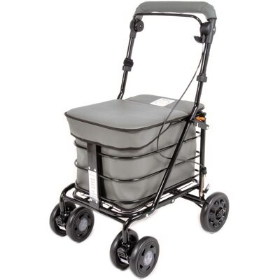 Prestige Seated Walking Shopping Trolley- Grey (Assembled) Black Frame Prestige Seated Walking Shopping Trolley- Grey (Assembled) Black Frame