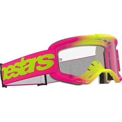 Alpinestars Vision 5 Wordmark Moto Motorcycle Goggles Pink / Yellow / Clear Alpinestars Vision 5 Wordmark Moto Motorcycle Goggles Pink / Yellow / Clear