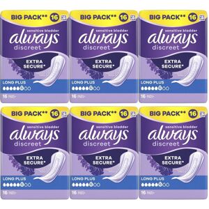 Always Discreet Sensitive Bladder Incontinence Pads Long Plus Pad Thin - 96 Pack Always Discreet Sensitive Bladder Incontinence Pads Long Plus Pad Thin - 96 Pack