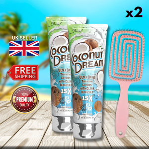 2 X Fiesta Sun Coconut Dream 236ml + Hair Brush - Ultra Dark Tanning Lotion! 2 X Fiesta Sun Coconut Dream 236ml + Hair Brush - Ultra Dark Tanning Lotion!