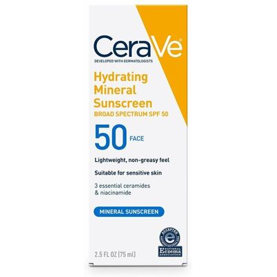 CeraVe - Hydrating Mineral Sunscreen - Face - SPF50 - Sunscreen CeraVe - Hydrating Mineral Sunscreen - Face - SPF50 - Sunscreen