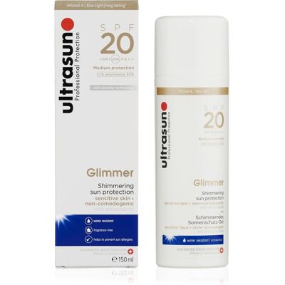 Ultrasun Spf20 Glimmer Sensitive Formula All Day Sun Protection Lotion, 150 Ml Ultrasun Spf20 Glimmer Sensitive Formula All Day Sun Protection Lotion, 150 Ml