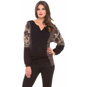 Olian Maternity Women'S Black Arabesque Print Camila Tunic Top Nwt Olian Maternity Women'S Black Arabesque Print Camila Tunic Top Nwt