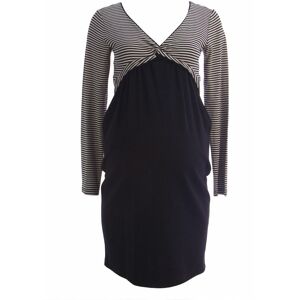 Olian Maternity Women'S Black Ivory Stripes Knot Front A-Line Dress Nwt Olian Maternity Women'S Black Ivory Stripes Knot Front A-Line Dress Nwt