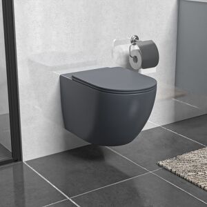 Nes Home Tornado Flush Dark Grey Wall Hung Rimless Toilet With Soft Close Seat Nes Home Tornado Flush Dark Grey Wall Hung Rimless Toilet With Soft Close Seat