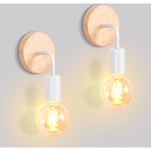 Does Not Apply Set Of 2 Indoor Wall Lights Metal And Wood E27 Wall Lights For Bedroom, Bathroom Does Not Apply Set Of 2 Indoor Wall Lights Metal And Wood E27 Wall Lights For Bedroom, Bathroom
