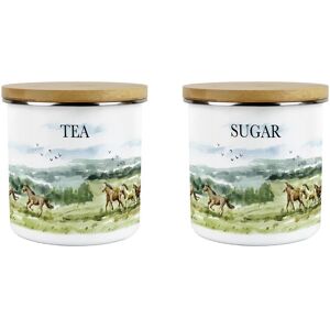 Purely Home Wild Horses Tea & Sugar Canister Set - 600ml Kitchen Storage Horse Gifts Purely Home Wild Horses Tea & Sugar Canister Set - 600ml Kitchen Storage Horse Gifts