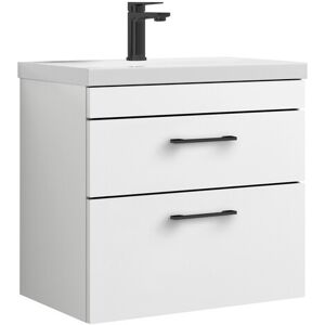 Balterley 2 Drawer Wall Hung Vanity Basin Unit White Black Handles 600mm Balterley 2 Drawer Wall Hung Vanity Basin Unit White Black Handles 600mm