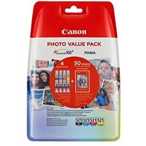 Canon Cli-521 Value 4 Ink Pack - Cmyk Inks Plus Free Photo Paper Mx870 Mp990 Canon Cli-521 Value 4 Ink Pack - Cmyk Inks Plus Free Photo Paper Mx870 Mp990