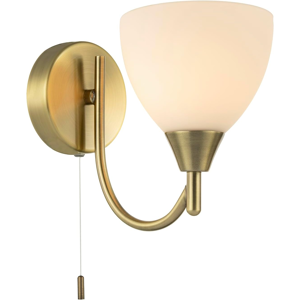 Does Not Apply Contemporary Pull Switched Wall Light Fixture In Antique Brass With Opal White G Does Not Apply Contemporary Pull Switched Wall Light Fixture In Antique Brass With Opal White G