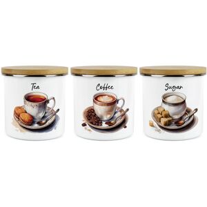 Purely Home Cup & Saucer Tea, Coffee & Sugar Canister Set - Kitchen Storage Container Gift Purely Home Cup & Saucer Tea, Coffee & Sugar Canister Set - Kitchen Storage Container Gift