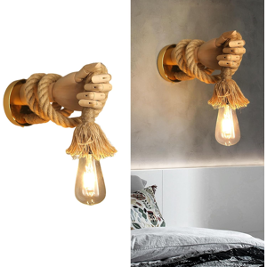 Does Not Apply Wooden Hand Shape Wall Light, E27 Rustic Rope Lighting Fixtures, Unique Art Deco Does Not Apply Wooden Hand Shape Wall Light, E27 Rustic Rope Lighting Fixtures, Unique Art Deco