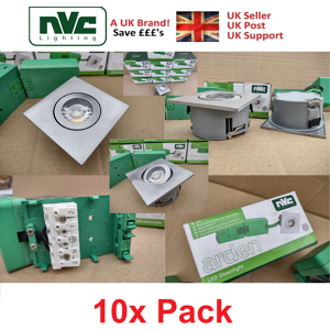Nvc 10x Pack Led Down Light - 6W Square Brushed Nickel Steel Warm White Ceiling Nvc 10x Pack Led Down Light - 6W Square Brushed Nickel Steel Warm White Ceiling