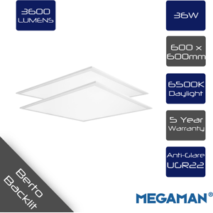 2 Xmegaman Berto 600 X 600mm Megaman Berto 6500k Daylight 5year Warranty 2 Xmegaman Berto 600 X 600mm Megaman Berto 6500k Daylight 5year Warranty