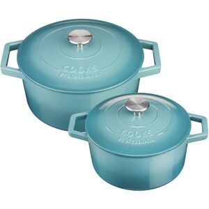 Cooks Professional Cast Iron Casserole Set - Teal Cooks Professional Cast Iron Casserole Set - Teal