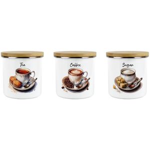 Purely Home Cup & Saucer Tea, Coffee & Sugar Canister Set - 600ml Kitchen Storage Container Purely Home Cup & Saucer Tea, Coffee & Sugar Canister Set - 600ml Kitchen Storage Container